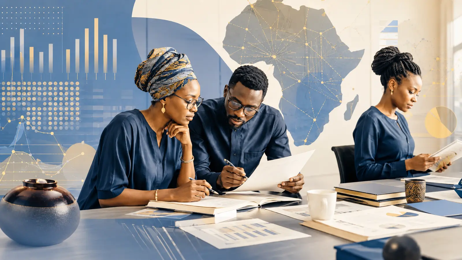 Chercheurs africains analysant des rapports et des données pour éclairer la décision