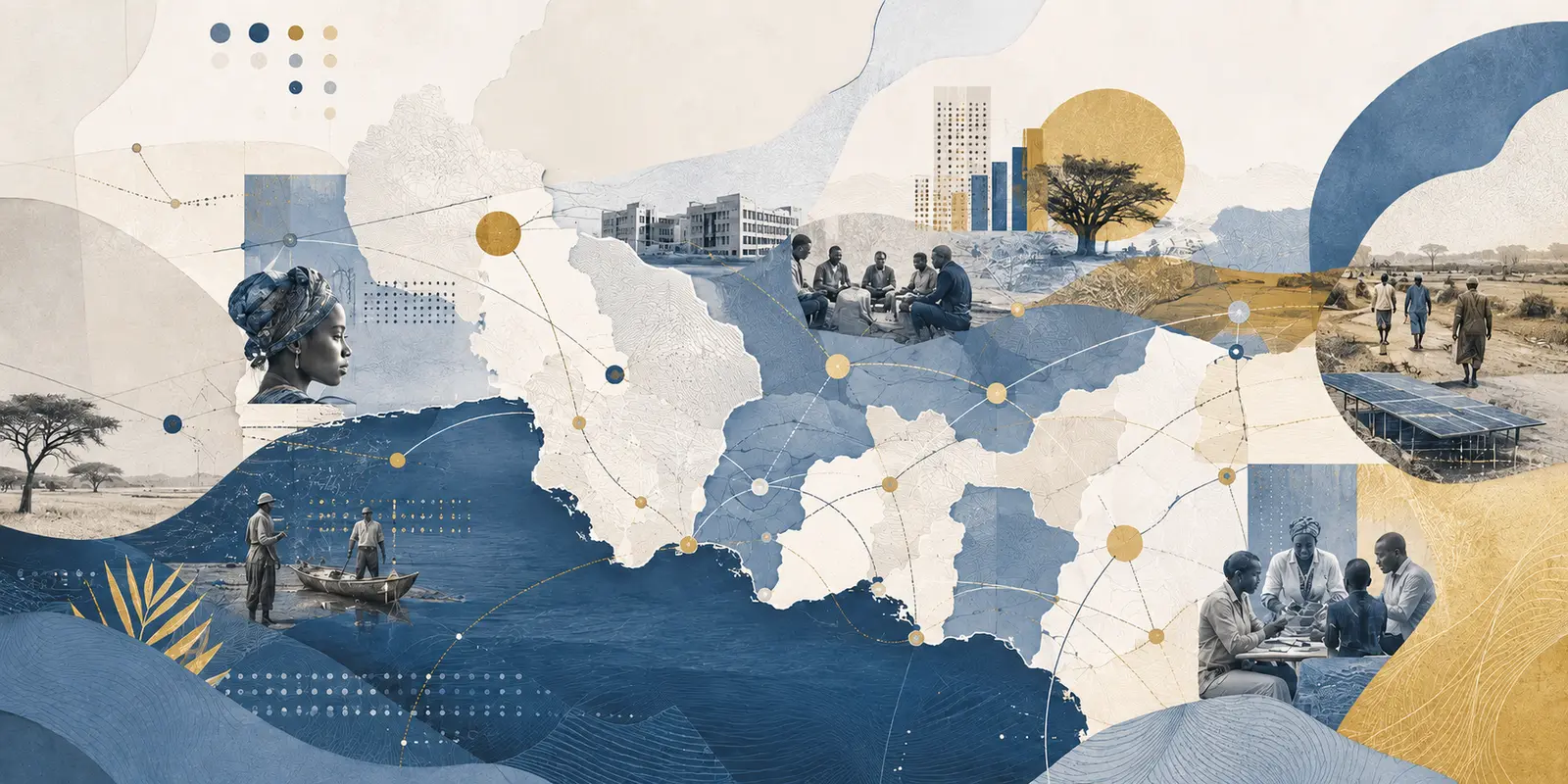 Illustration conceptuelle des territoires, réseaux et transformations en Afrique